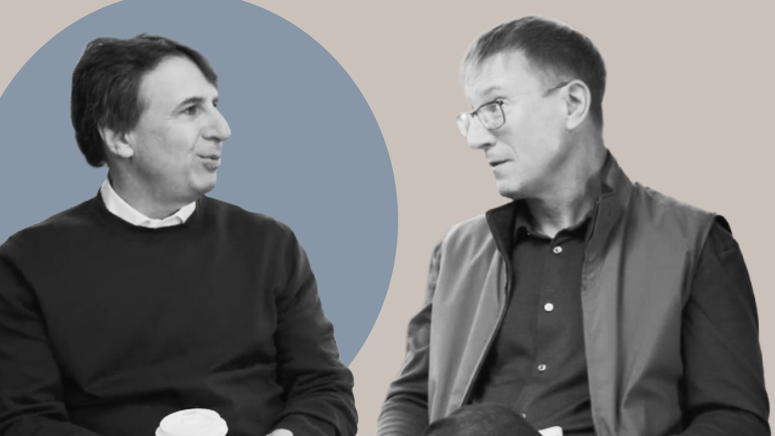 It’s Not That Complicated Two men seated in conversation, facing each other against a minimal background, engaged in discussion for a video series about insurance and retirement income, highlighting expert dialogue and industry perspectives.